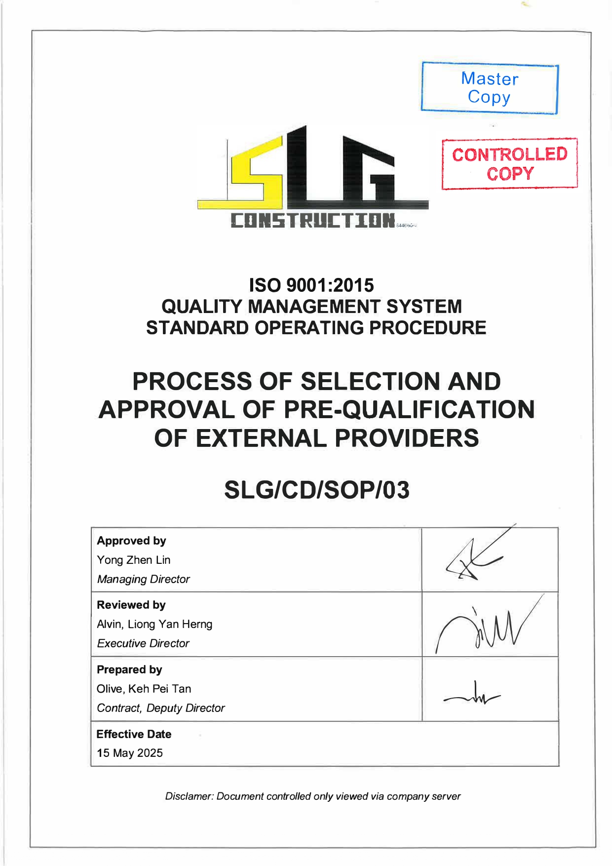 SLG-PRO-SOP Page 1